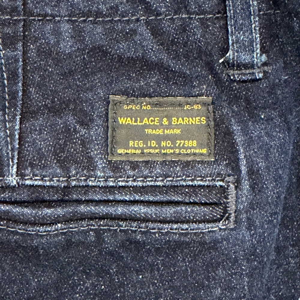 Wallace & Barnes Officer Chino Pants Mens 36/32 (Fits 36/30) Blue Button Fly - Picture 3 of 12